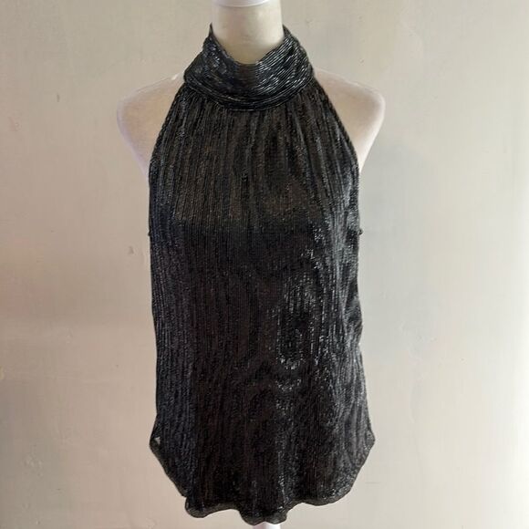 Nine West black metallic halter top with tie back Size M New - Picture 1 of 12